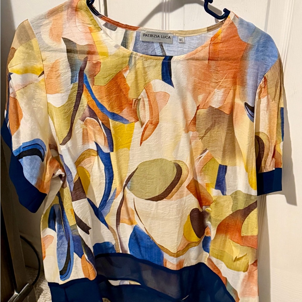 Patrizia Luca Multicolor Abstract Silk Women's Top